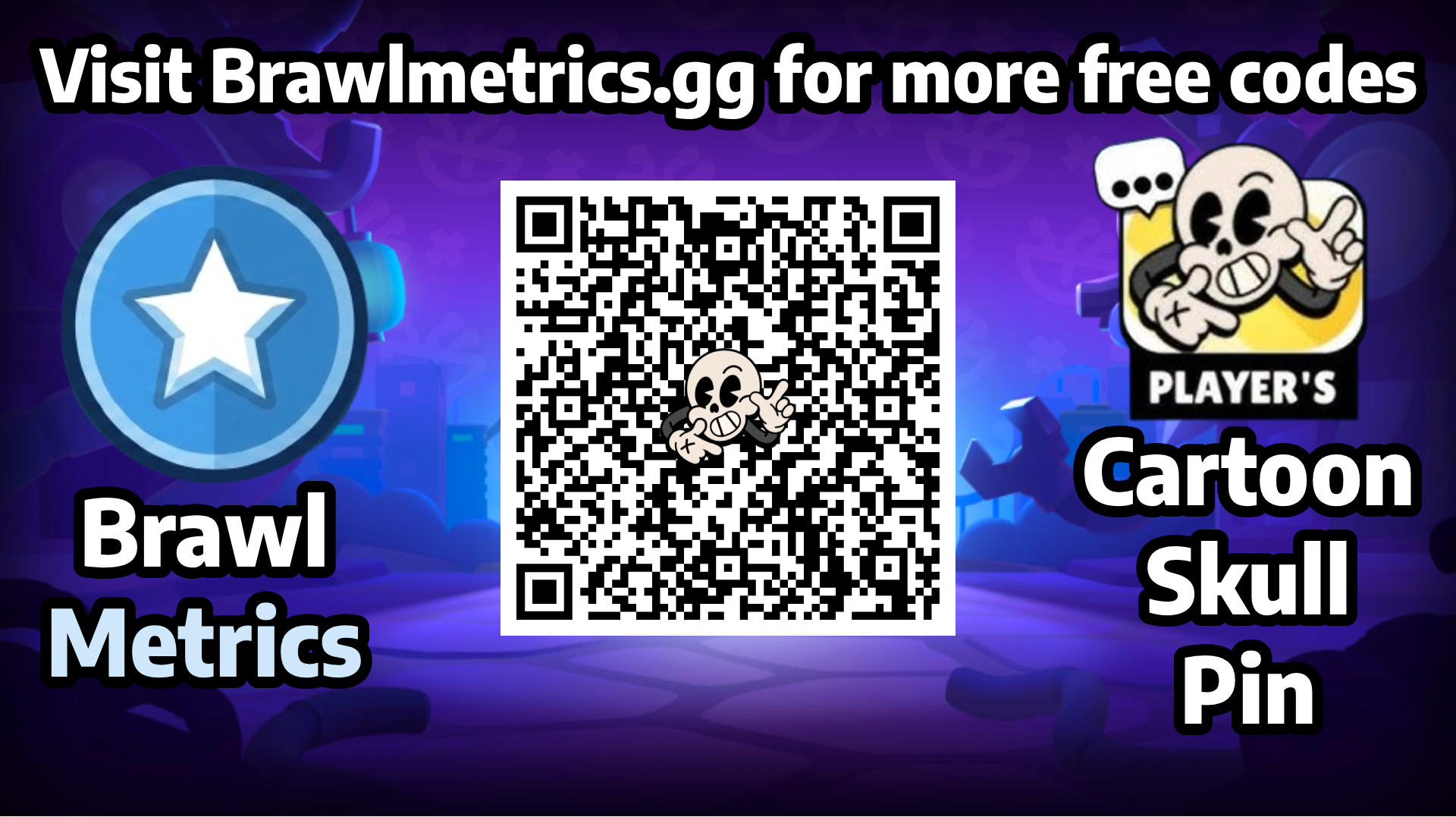 Cartoon Skull Pin free reward QR code